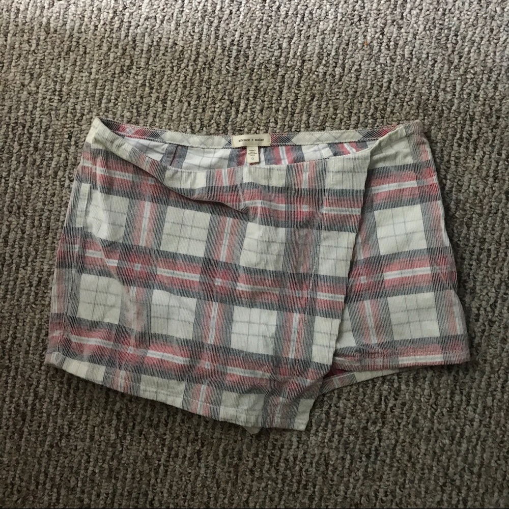 Silence + Noise plaid corduroy skort